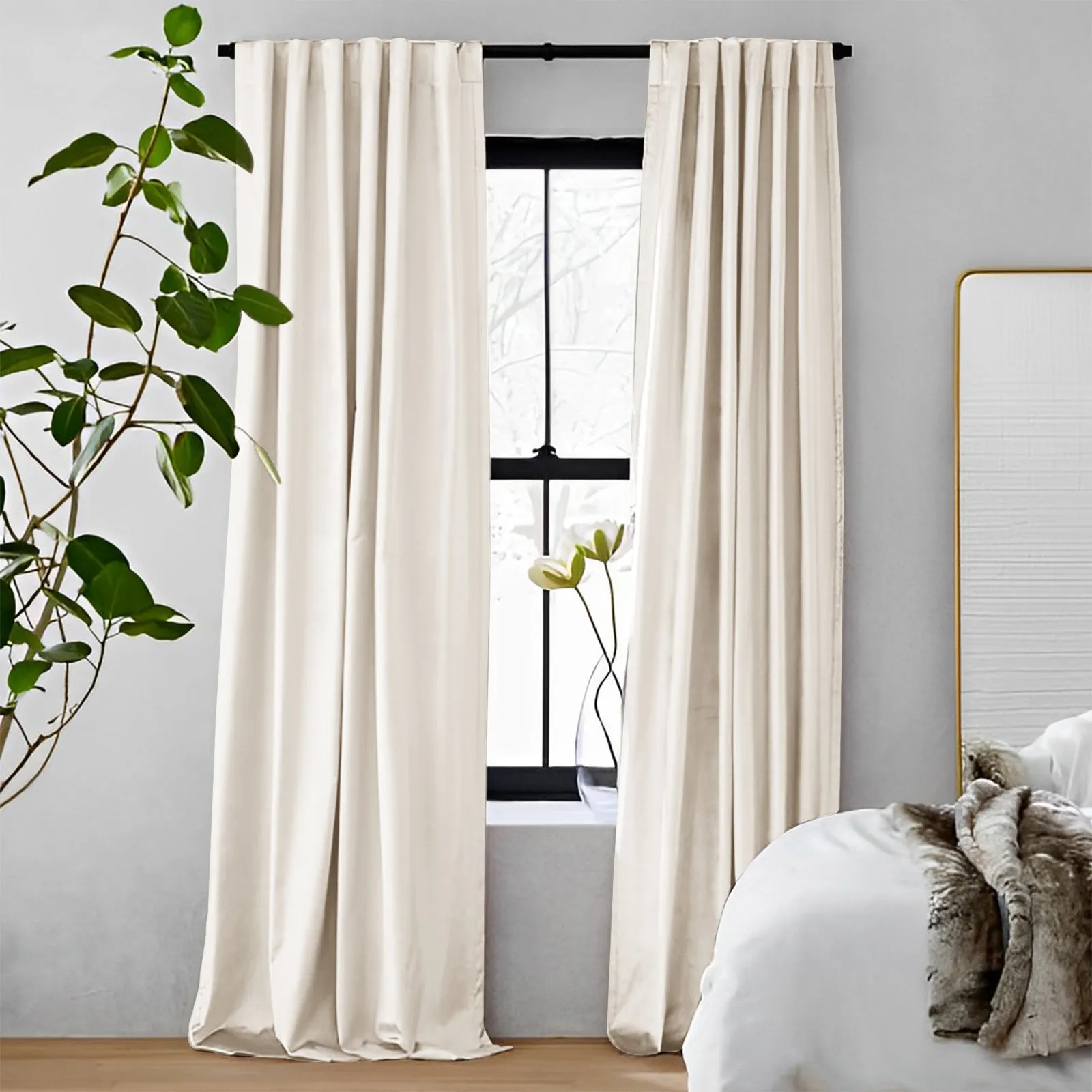 Off White | Vol Velvet Blackout Curtains Luxury Heavyweight Luster Custom Drapes | Soft Top Back Tab
