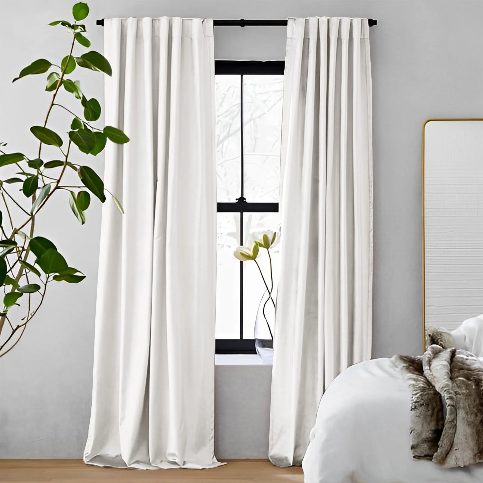 Off White | Vol Velvet Blackout Curtains Luxury Heavyweight Luster Custom Drapes | Soft Top Back Tab