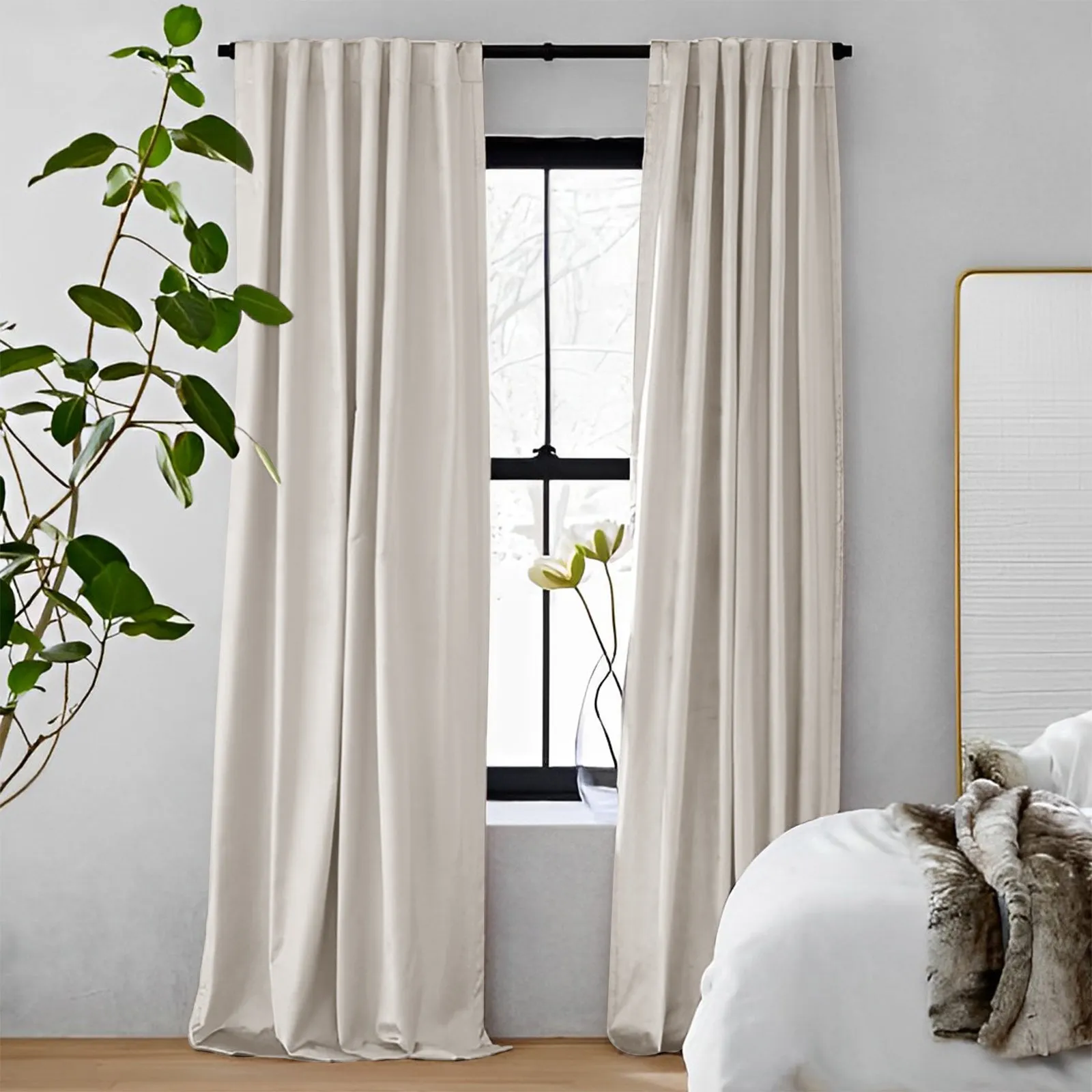 Off White | Vol Velvet Blackout Curtains Luxury Heavyweight Luster Custom Drapes | Soft Top Back Tab