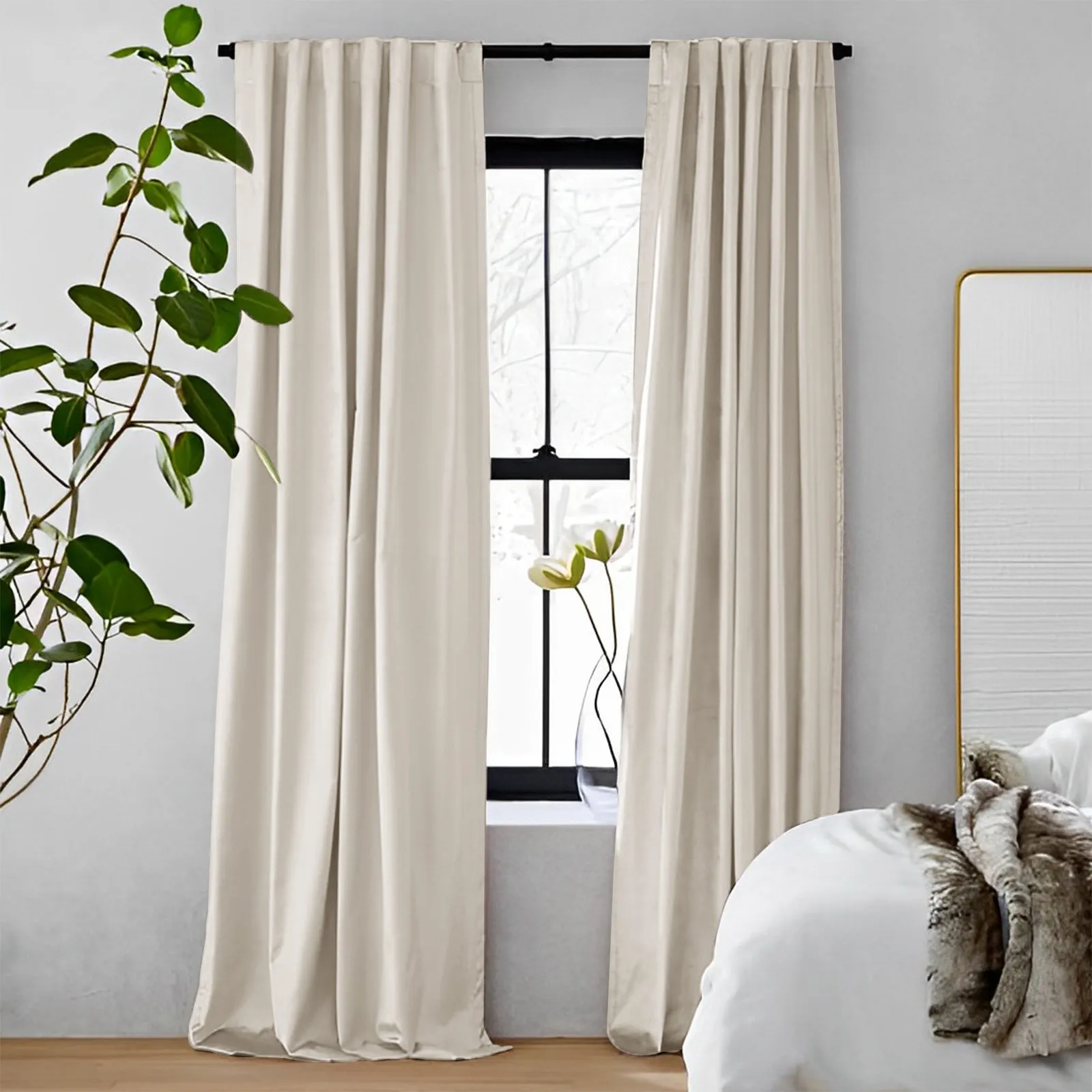 Off White | Vol Velvet Blackout Curtains Luxury Heavyweight Luster Custom Drapes | Soft Top Back Tab