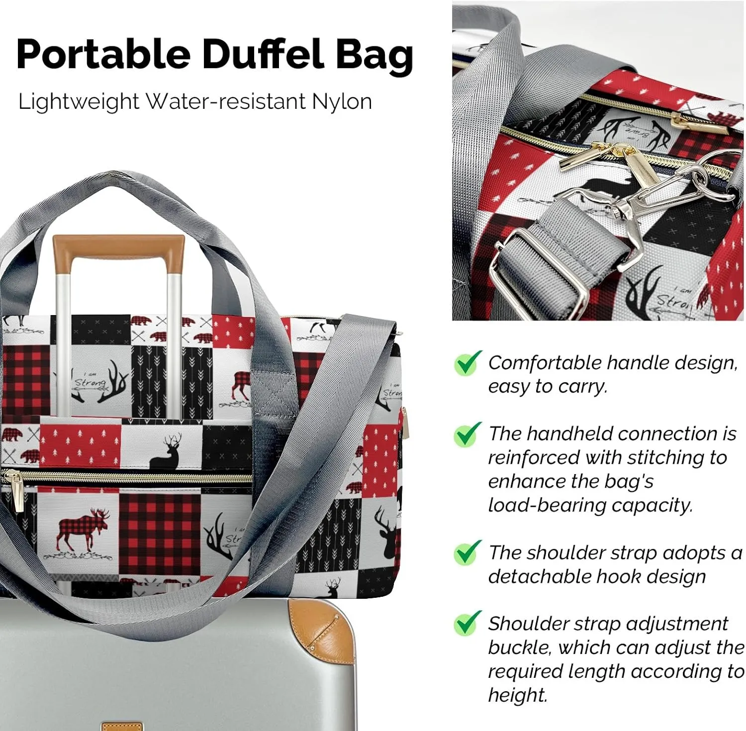 Personalized Gift Duffel Bag Woodland Deer Bear Plaid Fitness Travel Gear: Top Bags for Your Gym Essentials