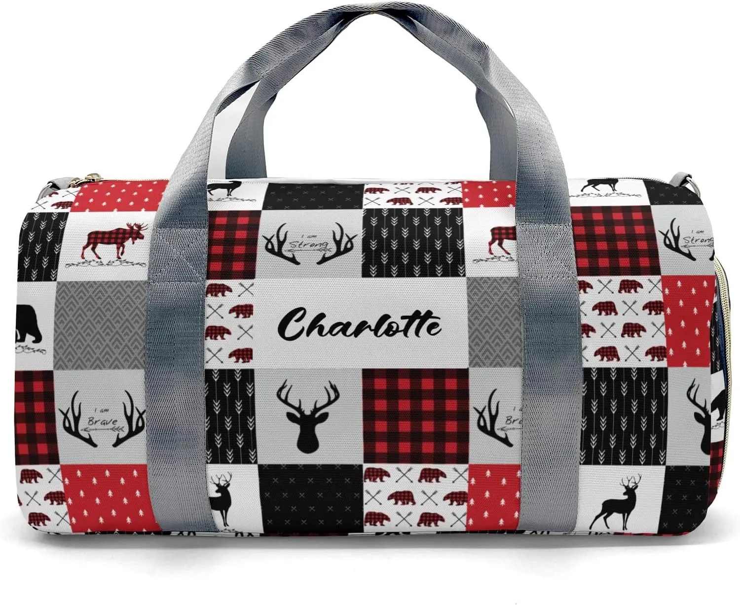 Personalized Gift Duffel Bag Woodland Deer Bear Plaid Fitness Travel Gear: Top Bags for Your Gym Essentials