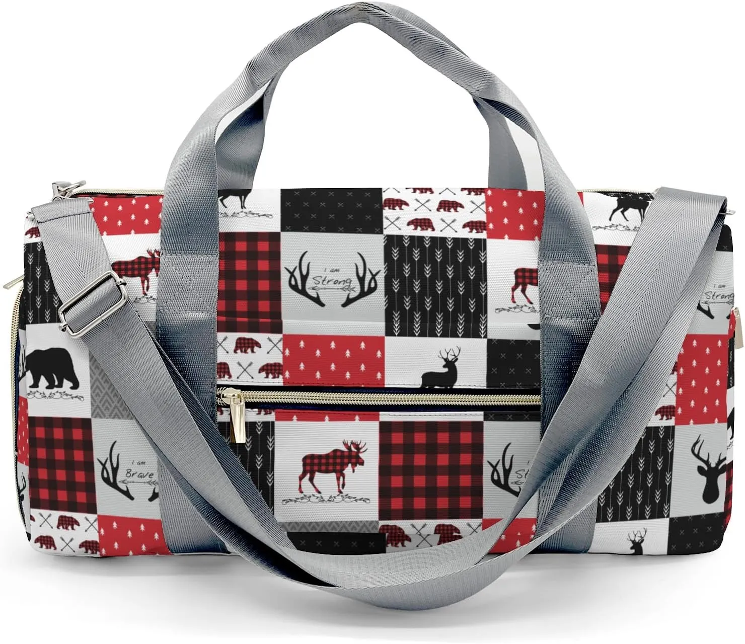Personalized Gift Duffel Bag Woodland Deer Bear Plaid Fitness Travel Gear: Top Bags for Your Gym Essentials