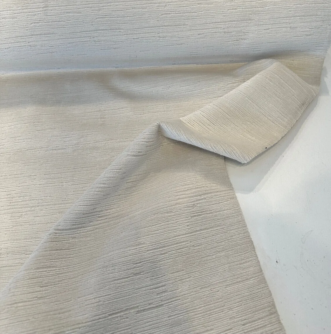 Plush Texture Cut Velvet Dolce Ivory Upholstery Fabric by the yard