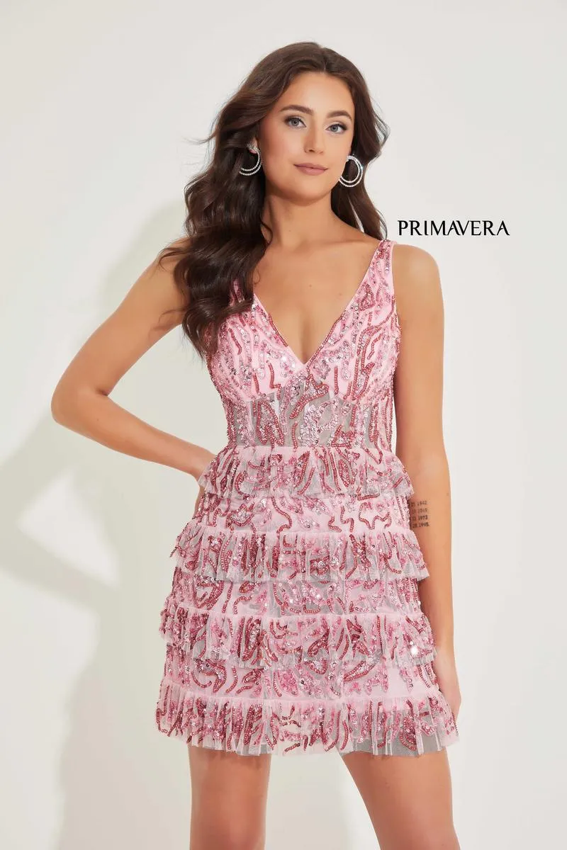 Primavera Sequin Ruffle Homecoming Dress 4203