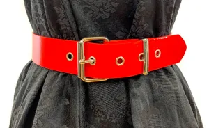 Red Patent Leather Plain Belt 1 3/4" Wide