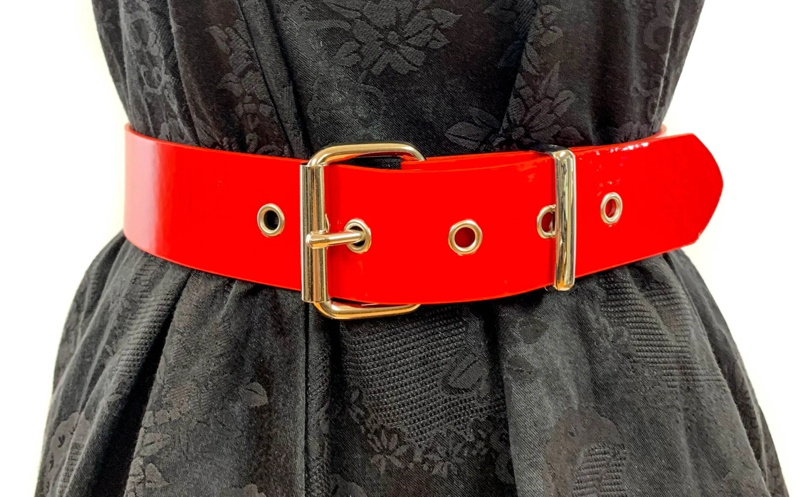 Red Patent Leather Plain Belt 1 3/4" Wide