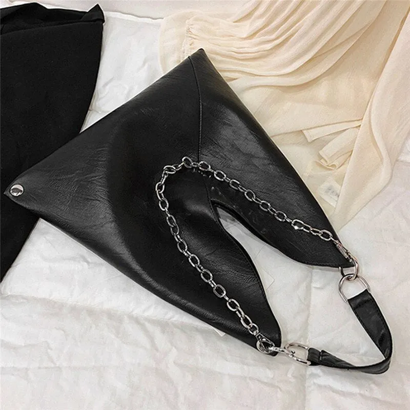 Retro Chain Leather Crossbody Bag