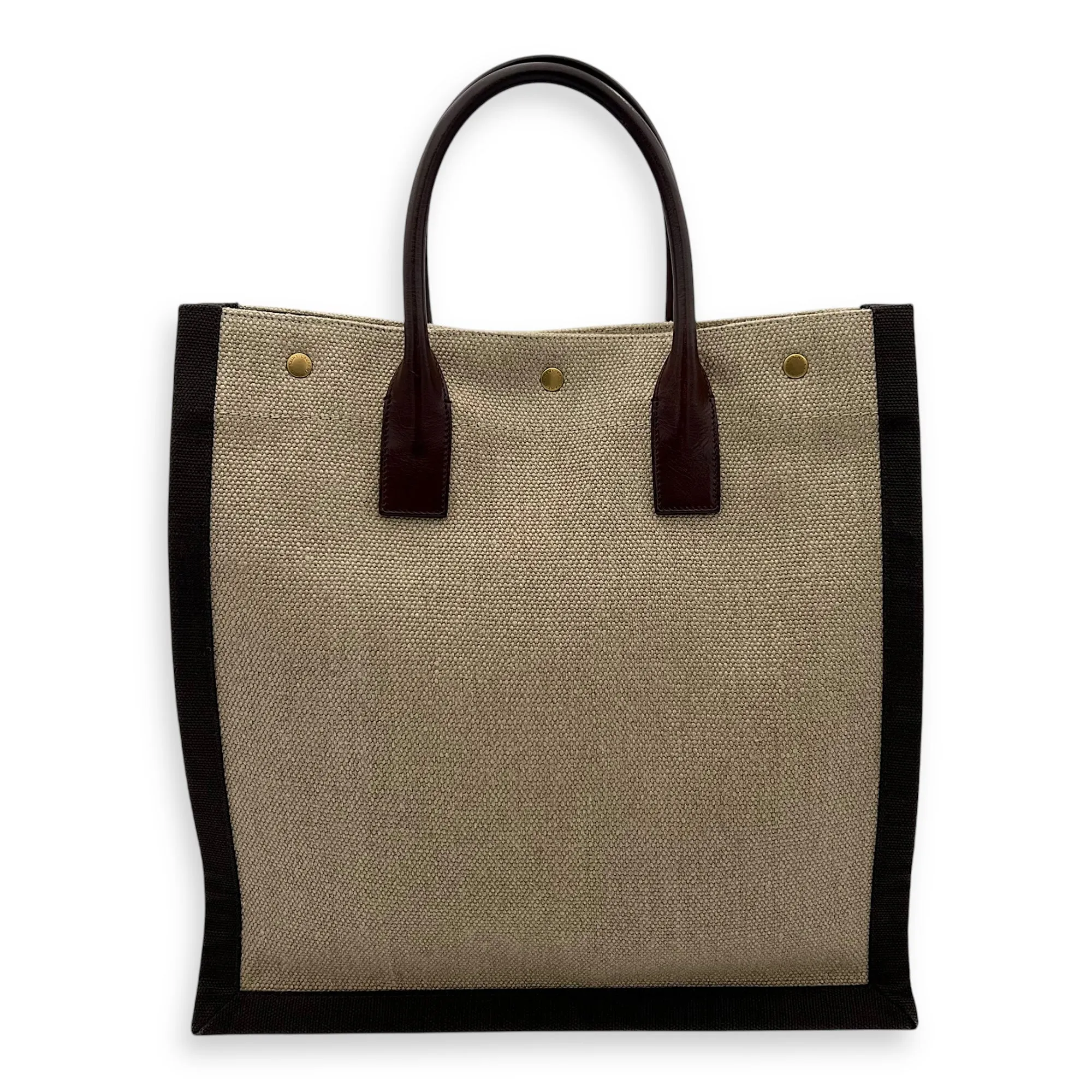 Rive Gauche Tote Bag Brown in Canvas, Gold hardware