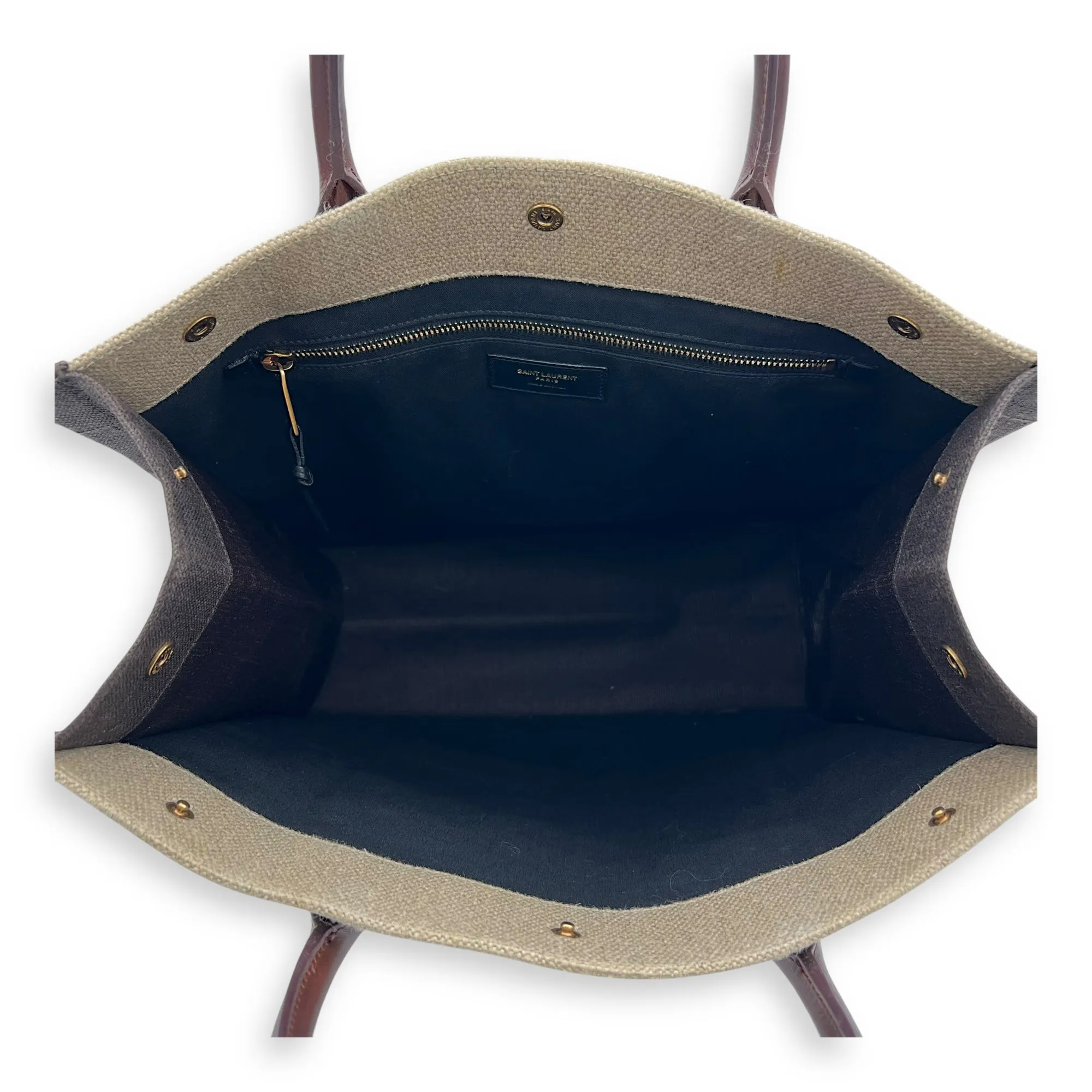 Rive Gauche Tote Bag Brown in Canvas, Gold hardware