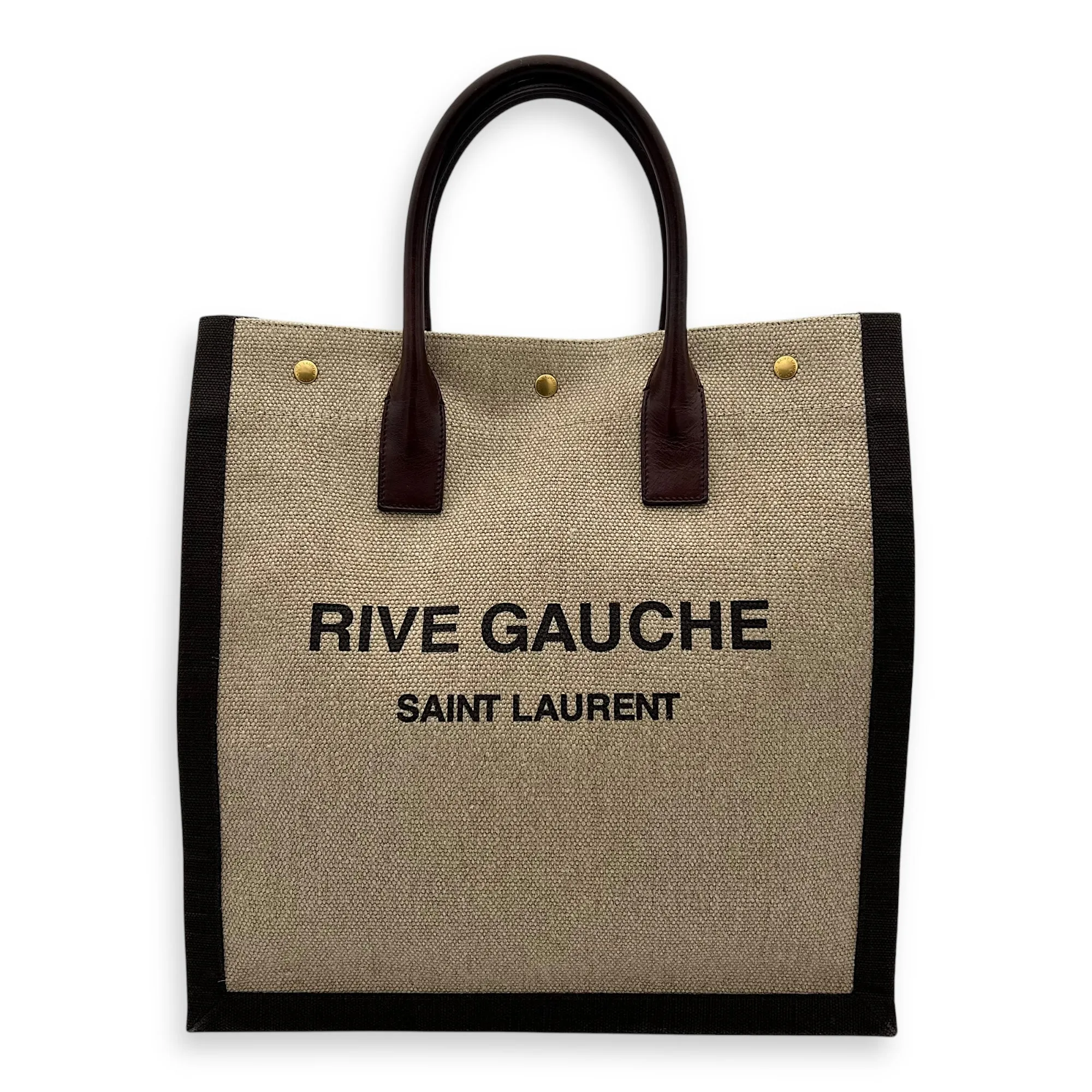Rive Gauche Tote Bag Brown in Canvas, Gold hardware
