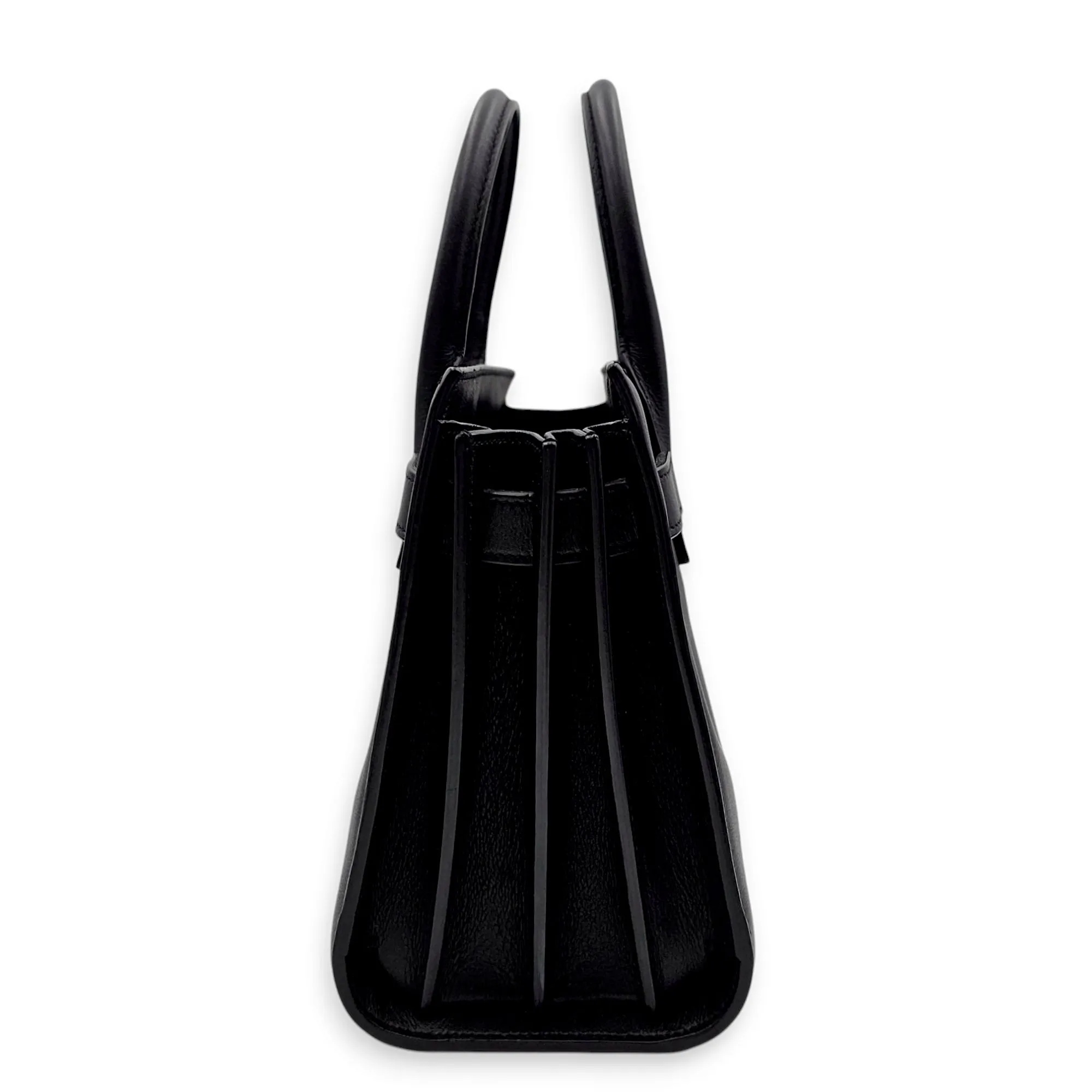Sac de Jour Nano Black Crossbody Bag in Calfskin, Gold hardware