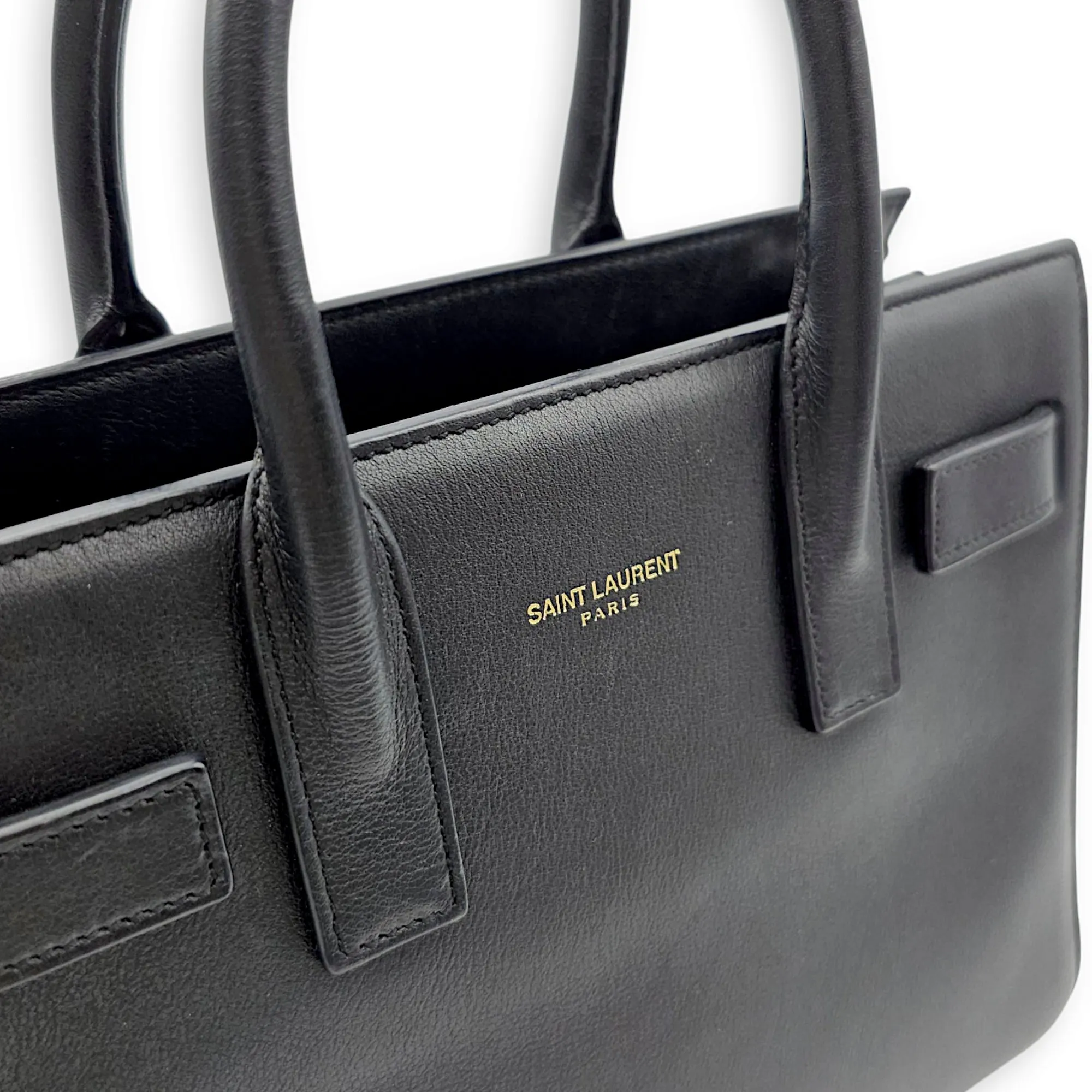 Sac de Jour Nano Black Crossbody Bag in Calfskin, Gold hardware