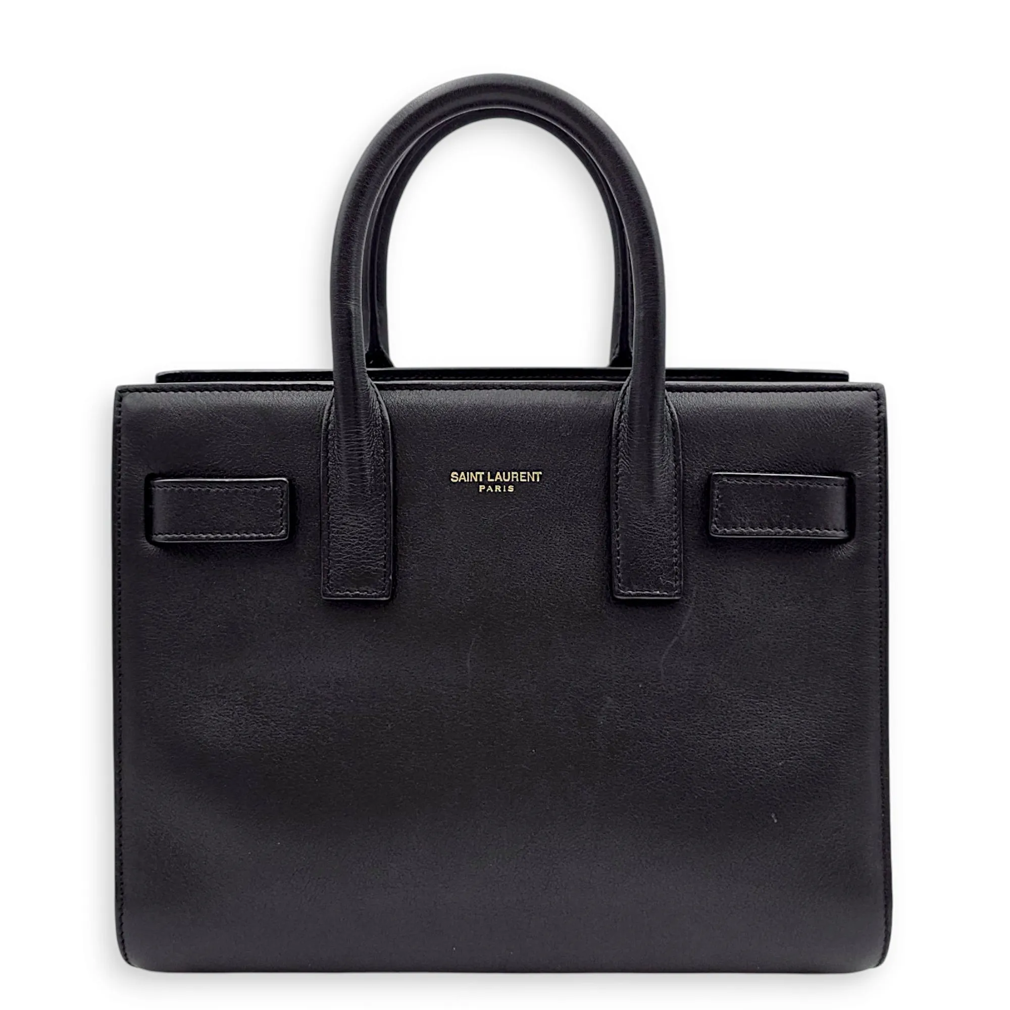 Sac de Jour Nano Black Crossbody Bag in Calfskin, Gold hardware