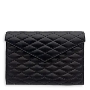 Sade Envelope Black Clutch in Lambskin, Gold hardware
