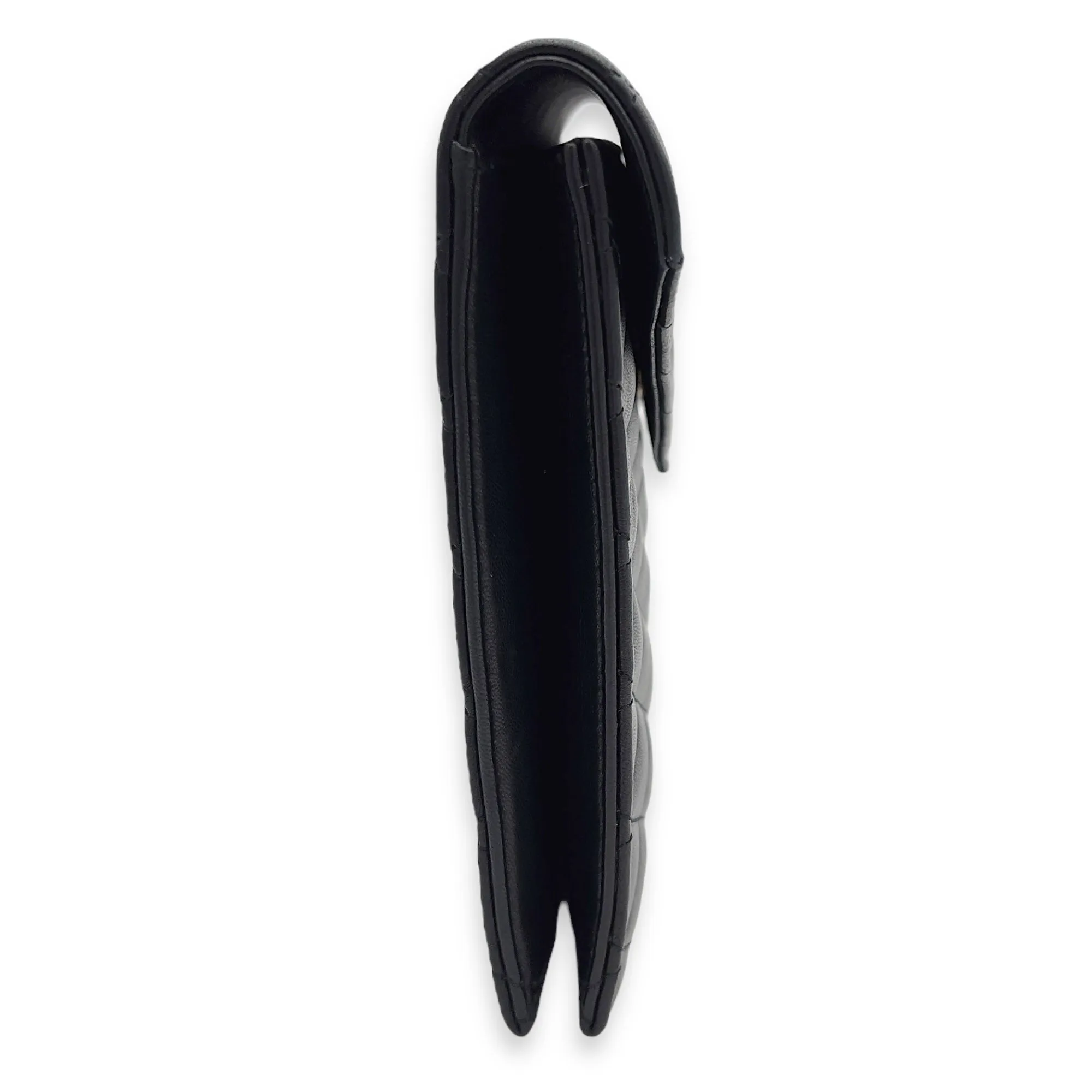 Sade Envelope Black Clutch in Lambskin, Gold hardware