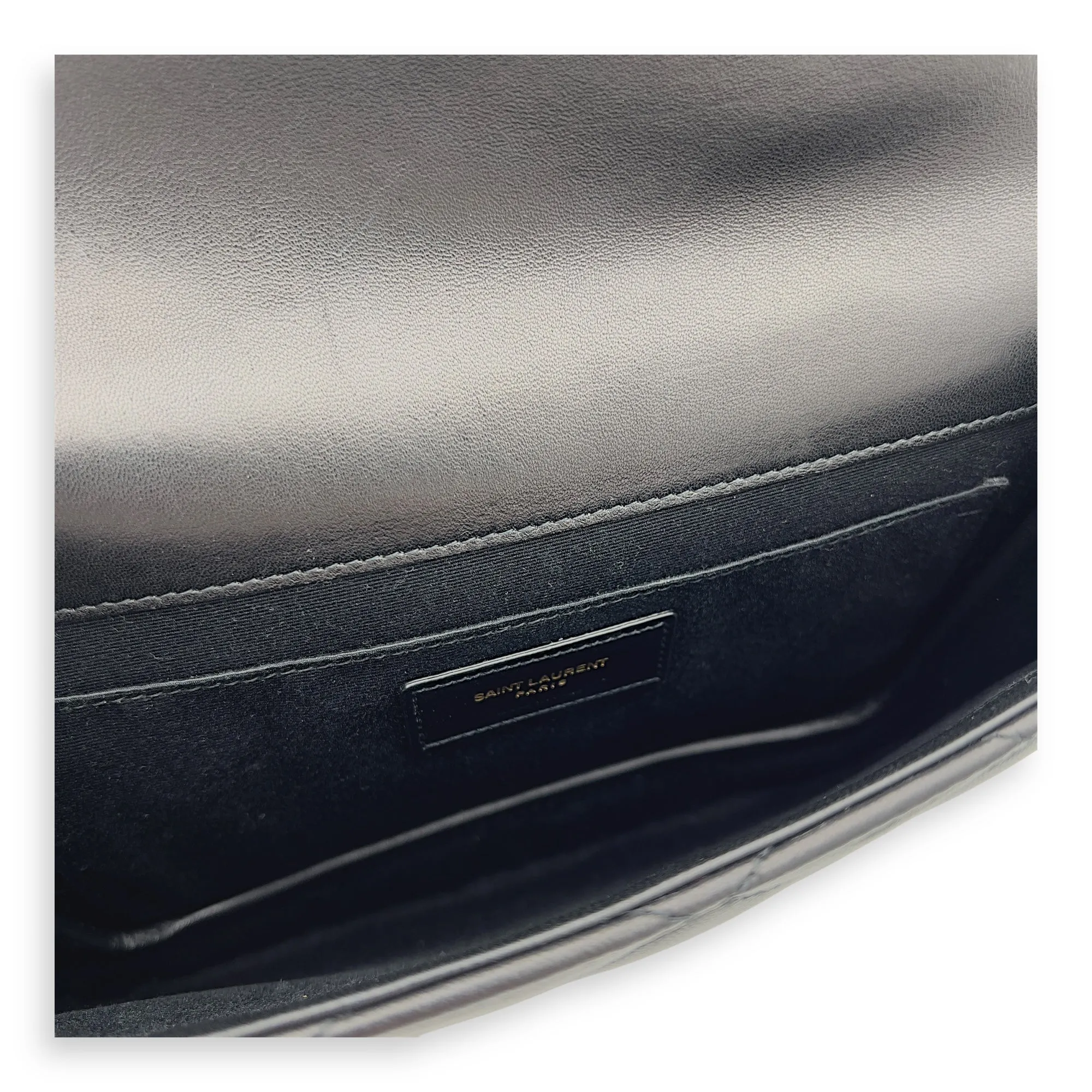 Sade Envelope Black Clutch in Lambskin, Gold hardware