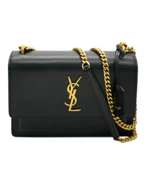 Saint Laurent Black Calfskin Medium Sunset Chain ABC0994