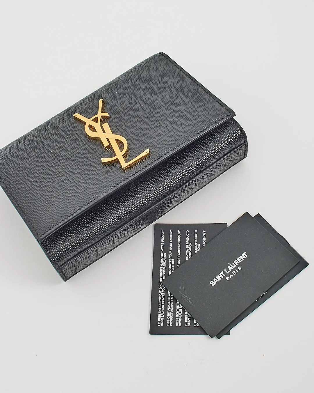 Saint Laurent Black Grained Leather Small Kate Chain Bag