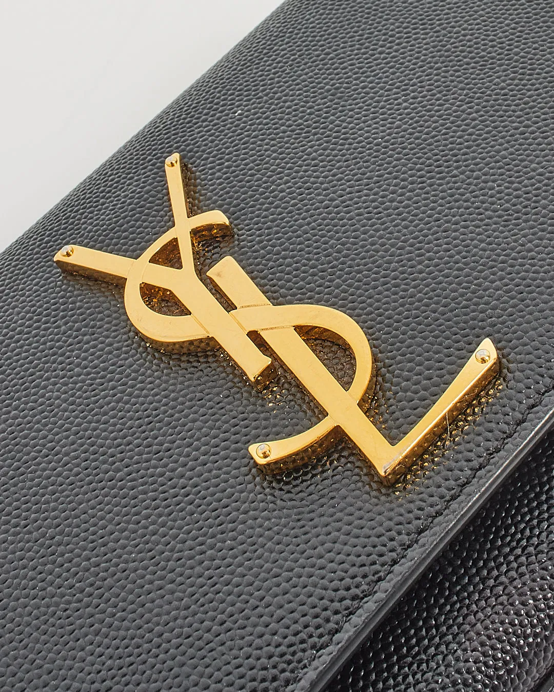 Saint Laurent Black Grained Leather Small Kate Chain Bag