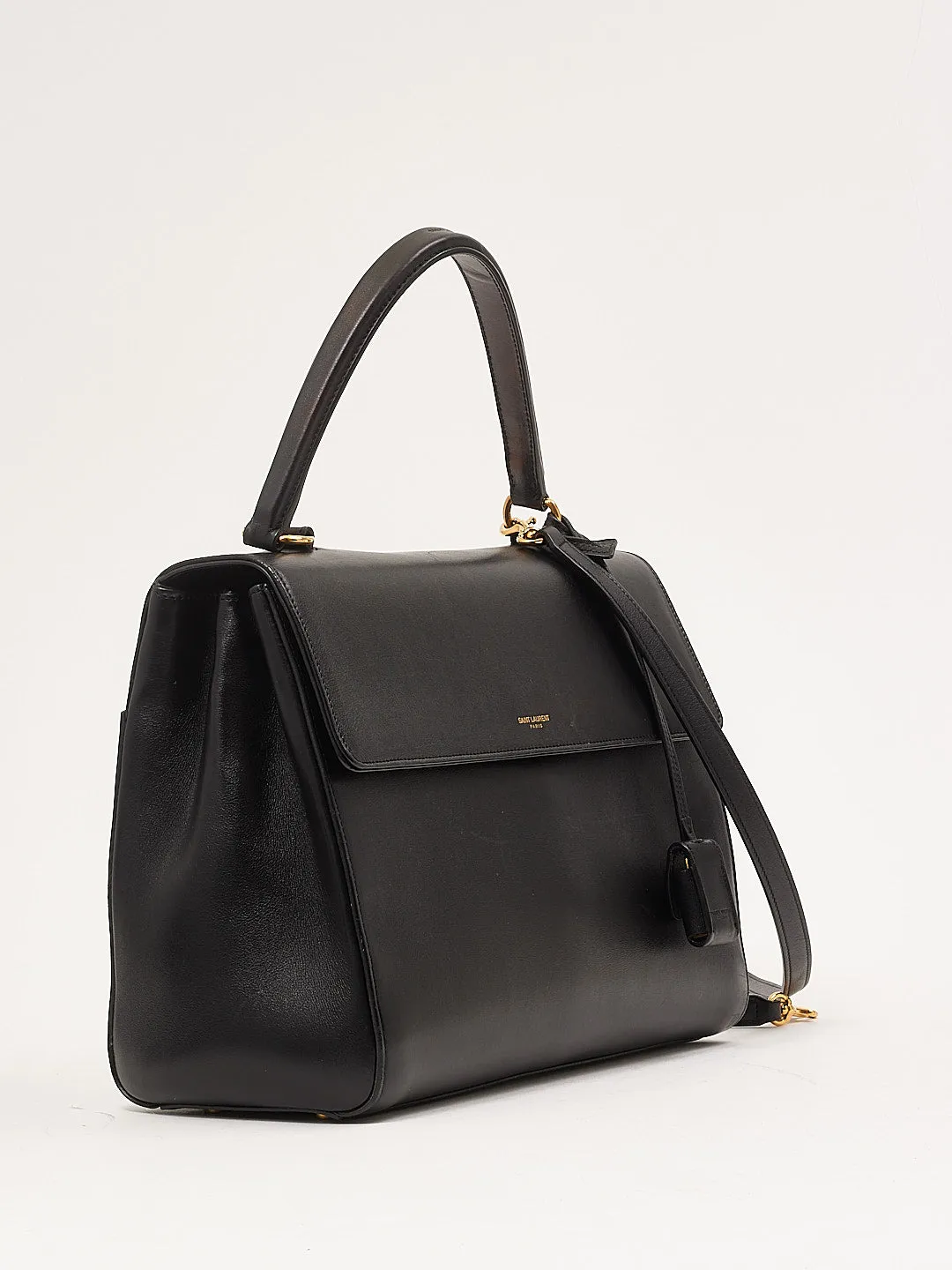 Saint Laurent Black Smooth Leather Top Handle Bag
