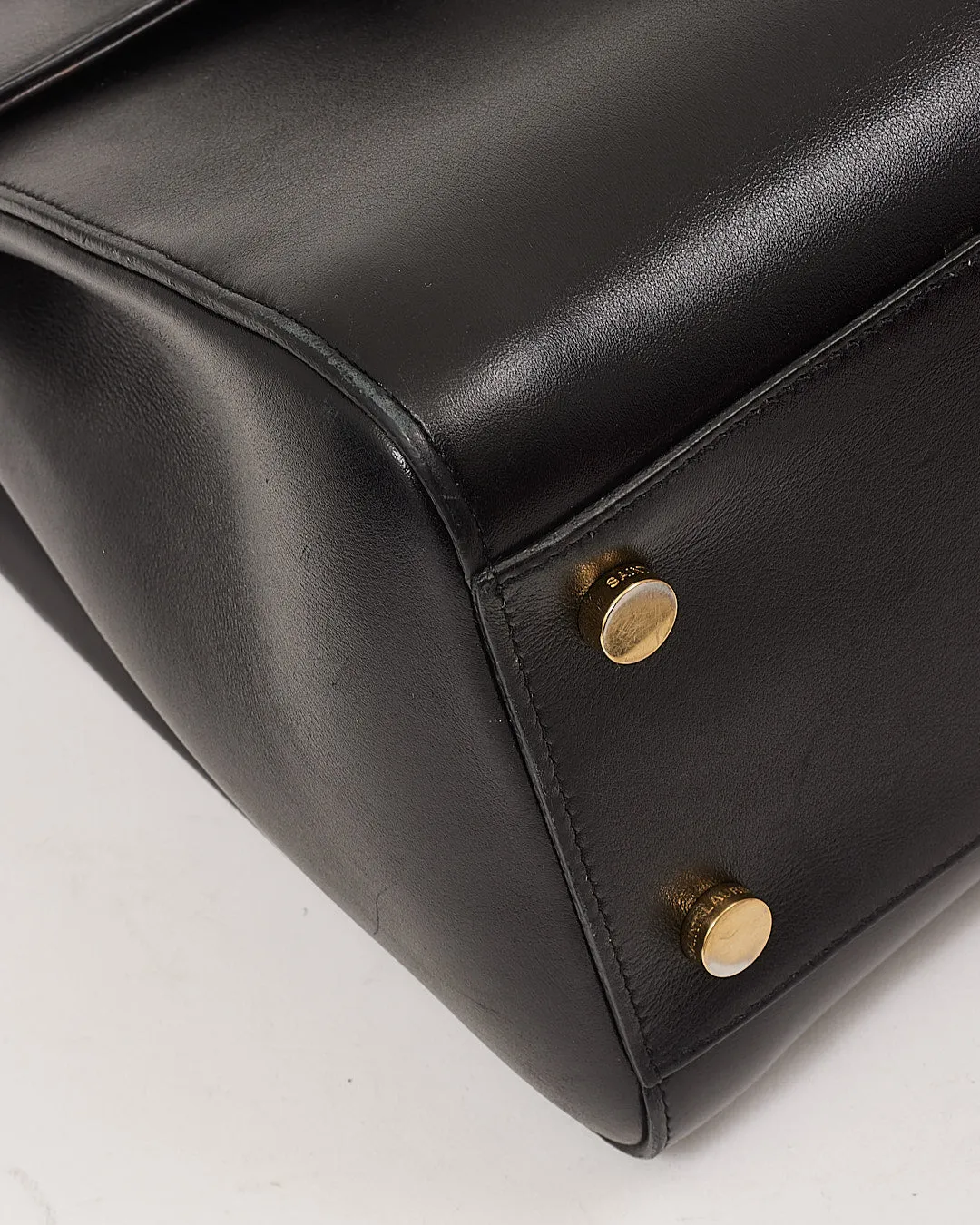 Saint Laurent Black Smooth Leather Top Handle Bag