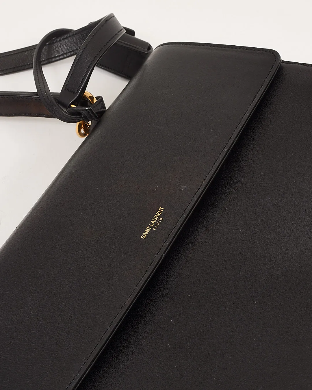 Saint Laurent Black Smooth Leather Top Handle Bag