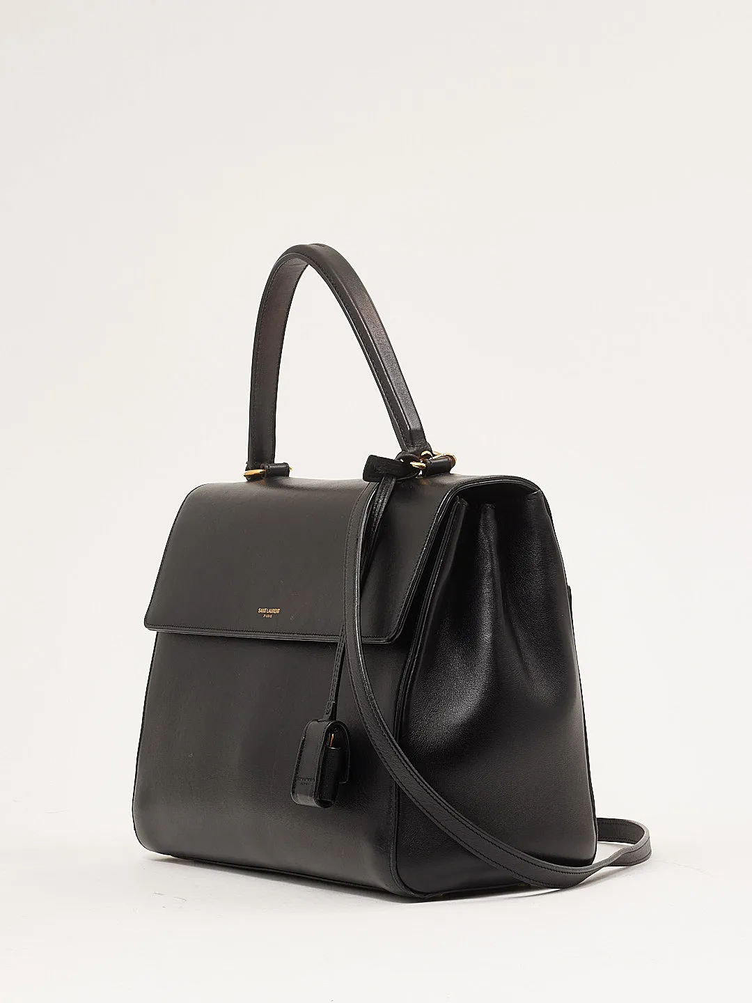Saint Laurent Black Smooth Leather Top Handle Bag