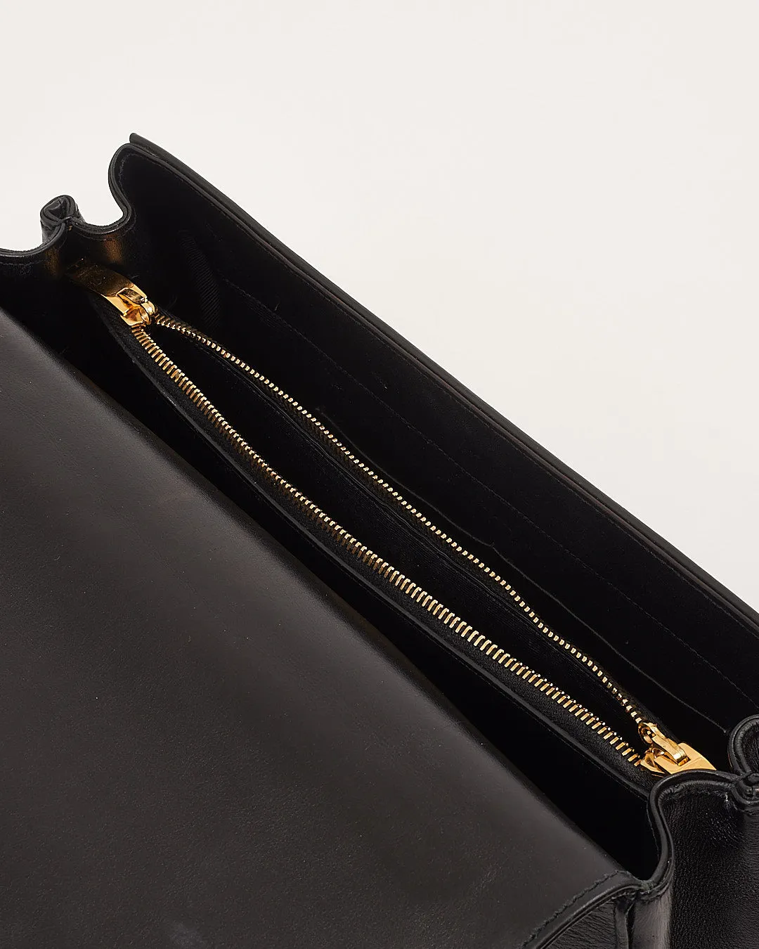Saint Laurent Black Smooth Leather Top Handle Bag