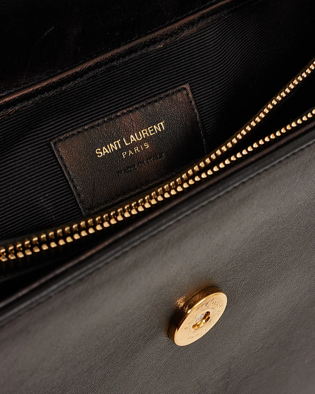 Saint Laurent Black Smooth Leather Top Handle Bag