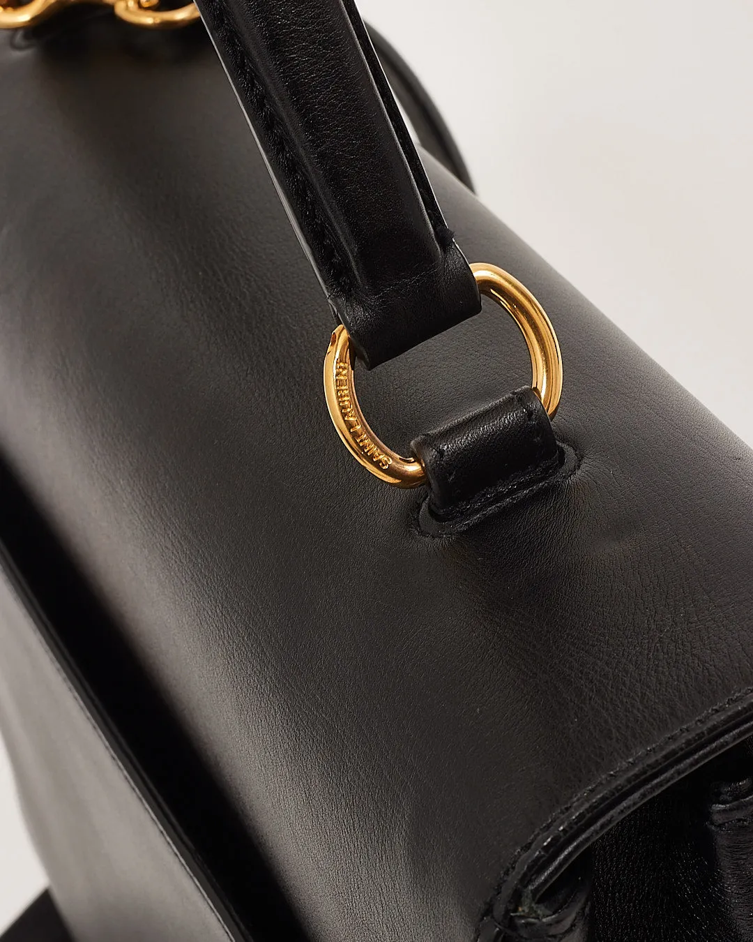 Saint Laurent Black Smooth Leather Top Handle Bag
