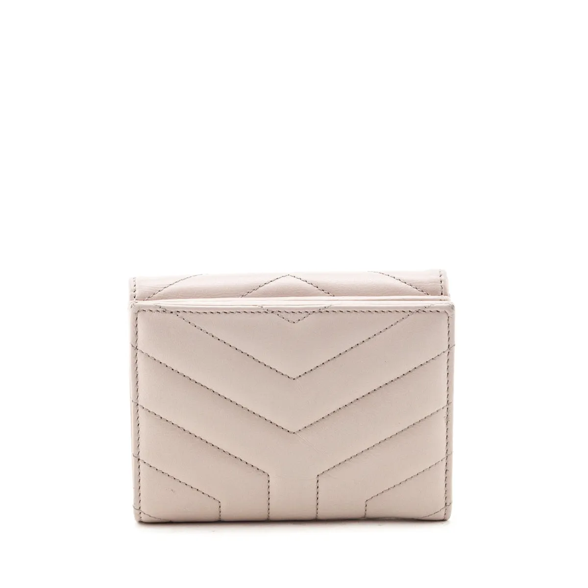 Saint Laurent Marble Pink Matelasse "Y" Lambskin Loulou Compact Wallet