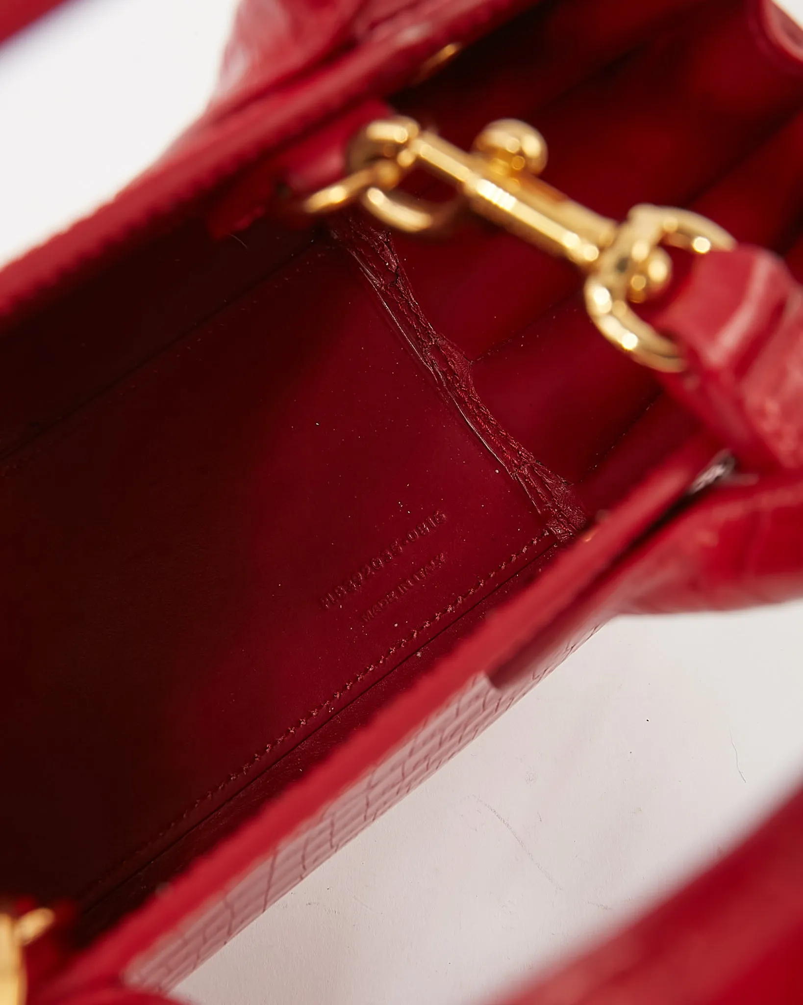 Saint Laurent Red Croc Embossed Nano Sac de Jour Bag