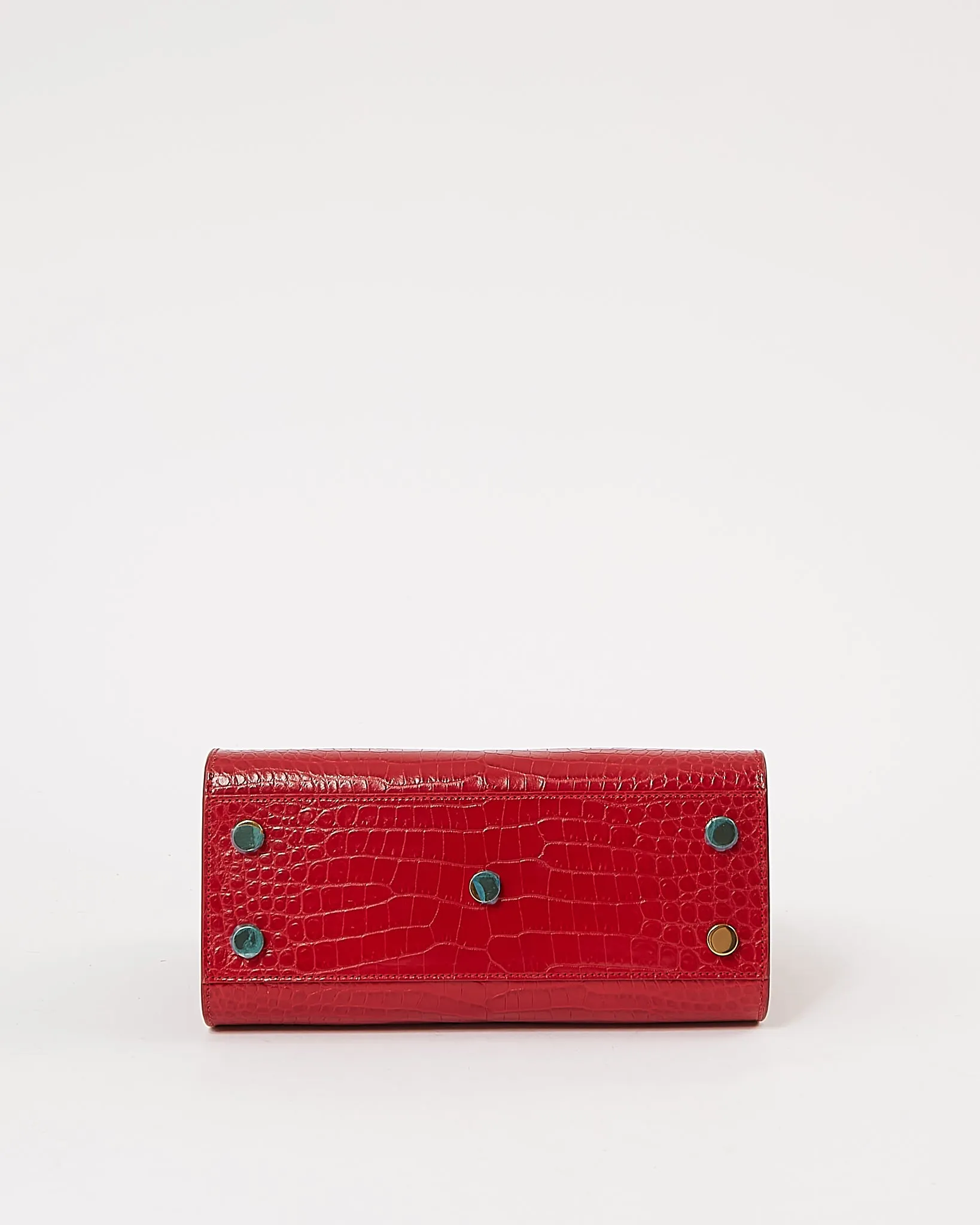 Saint Laurent Red Croc Embossed Nano Sac de Jour Bag