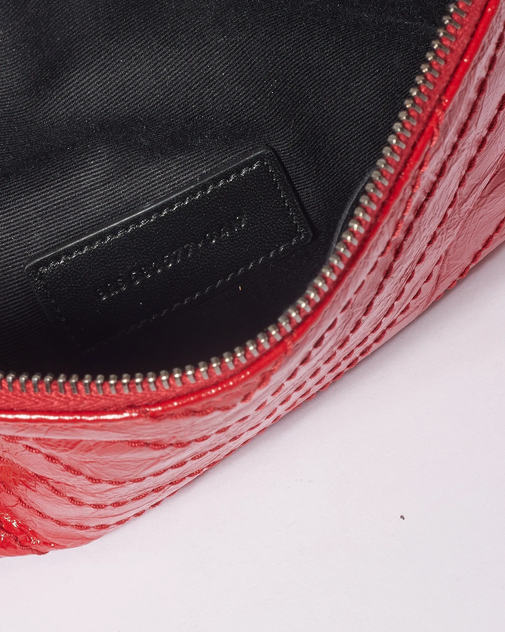 Saint Laurent Red Wrinkled Leather Monogram Niki Bill Pouch