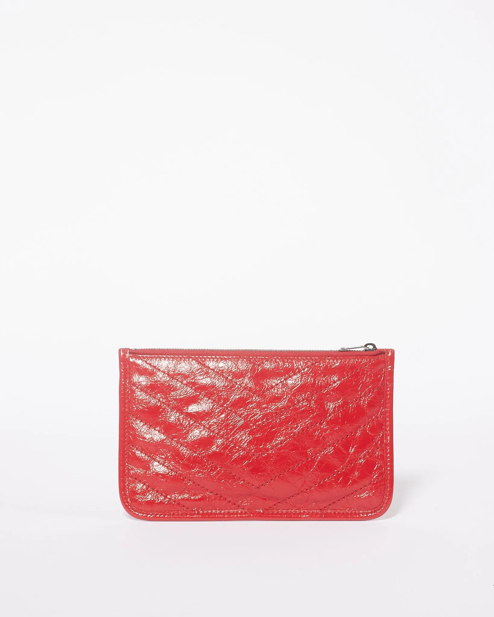 Saint Laurent Red Wrinkled Leather Monogram Niki Bill Pouch