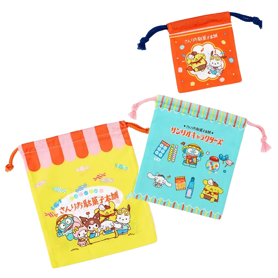 Sanrio 3 Piece Drawstring Bag Set (Various Characters)