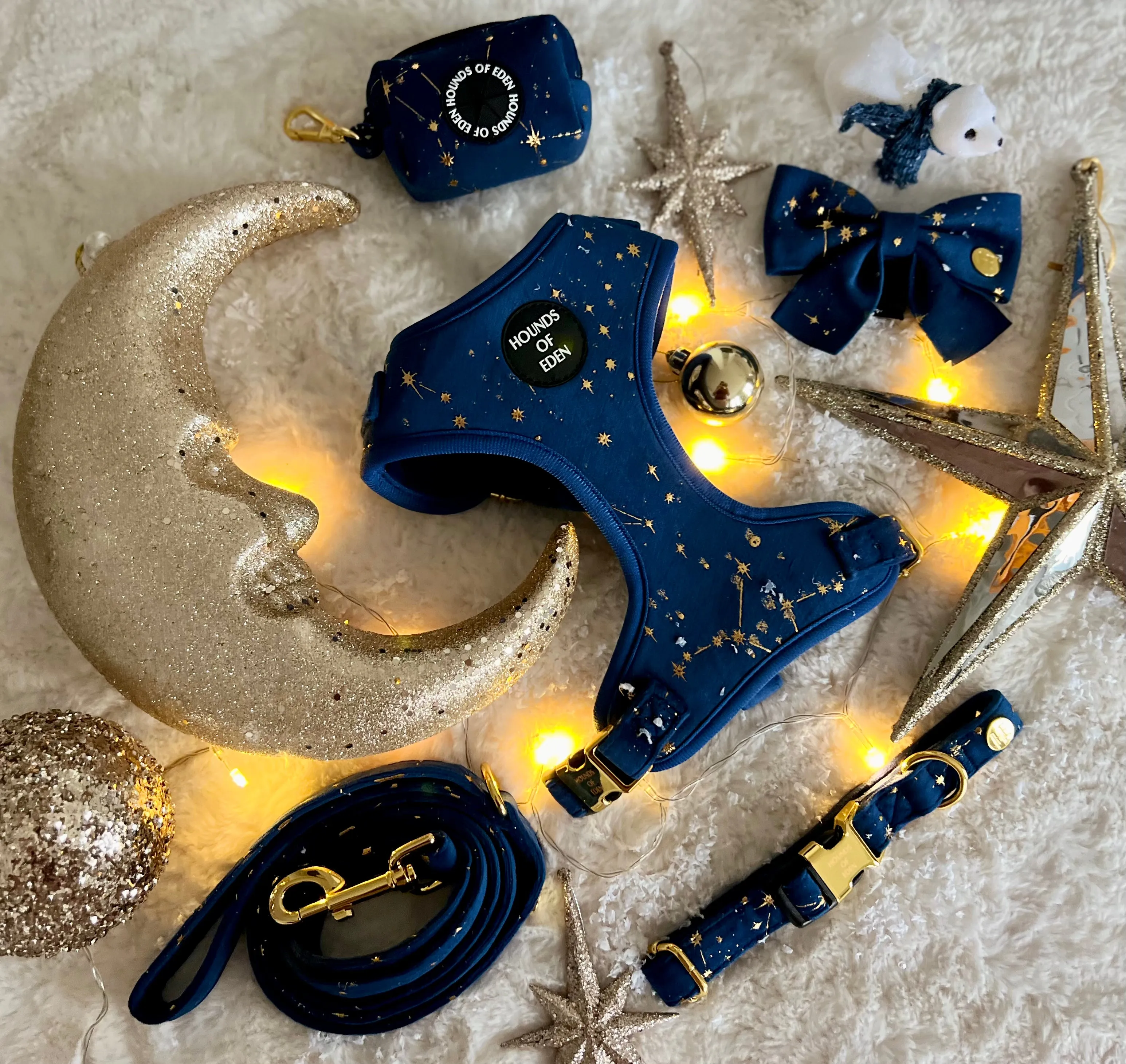 Sapphire Stars Velvet Poop Bag Holder