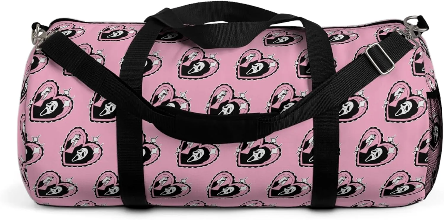 Scream Ghost Heart Duffel Bag - Pastel Goth Travel Accessories - Creepy Cute Gym Bags - Overnight Carry All - Weekender Duffle - Serial Killer - Horror Fans - True Crime Junkie (23" x 12" x 12")