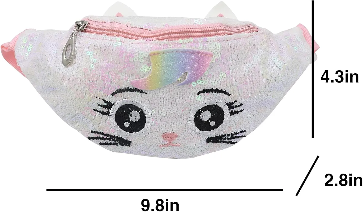Sequins Cute Cat Fanny Pack Unicorn Crossbody Shoulder Bag for Girls Sling Bag Animal Chest bag Belt Bag