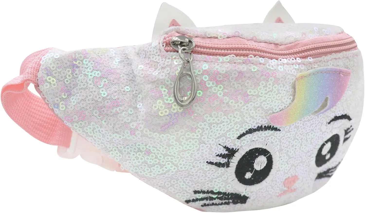 Sequins Cute Cat Fanny Pack Unicorn Crossbody Shoulder Bag for Girls Sling Bag Animal Chest bag Belt Bag