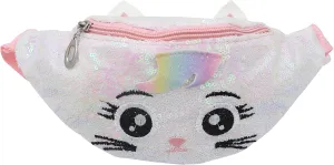 Sequins Cute Cat Fanny Pack Unicorn Crossbody Shoulder Bag for Girls Sling Bag Animal Chest bag Belt Bag