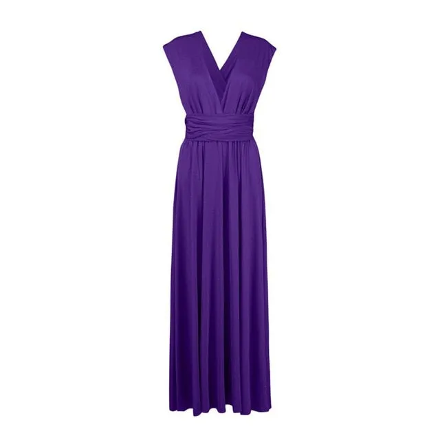 Sexy Long Dress Bridesmaid Formal Multi Way Wrap Convertible Infinity Maxi Dress Navy Blue Hollow Out Party Bandage Vestidos