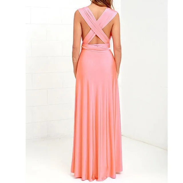 Sexy Long Dress Bridesmaid Formal Multi Way Wrap Convertible Infinity Maxi Dress Navy Blue Hollow Out Party Bandage Vestidos