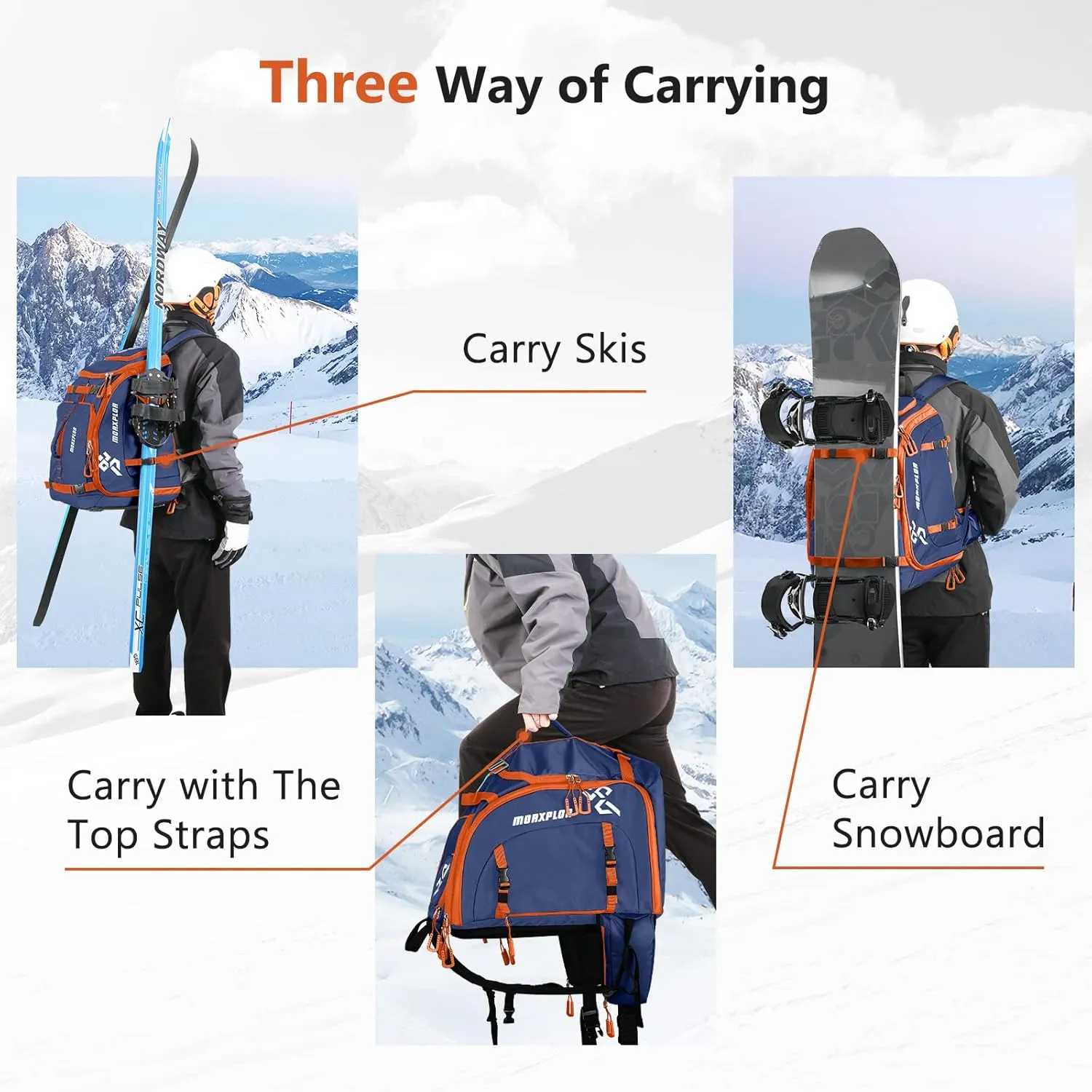 Ski Boot Bag - 65L Padded, Waterproof Ski Travel Backpack for Gear & Accessories