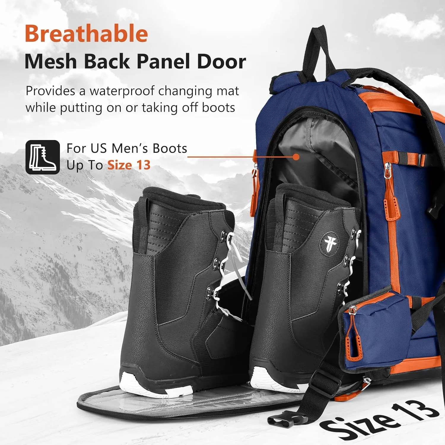 Ski Boot Bag - 65L Padded, Waterproof Ski Travel Backpack for Gear & Accessories