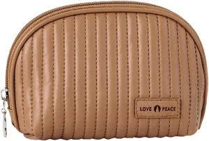 Small Makeup Bag for Purse, Cute PU Leather Makeup Pouch, Portable Coin Pouch Lipstick Organizer Bag, Coffee