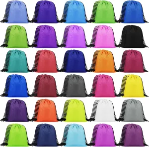 Spiareal 150 Pack Colored Drawstring Backpacks Drawstring Bags Bulk Polyester Sackpacks 12x10 Inch Plain Cinch Tote Bags, Operation Christmas Bulk Items for Outdoor Travel Gym Sports