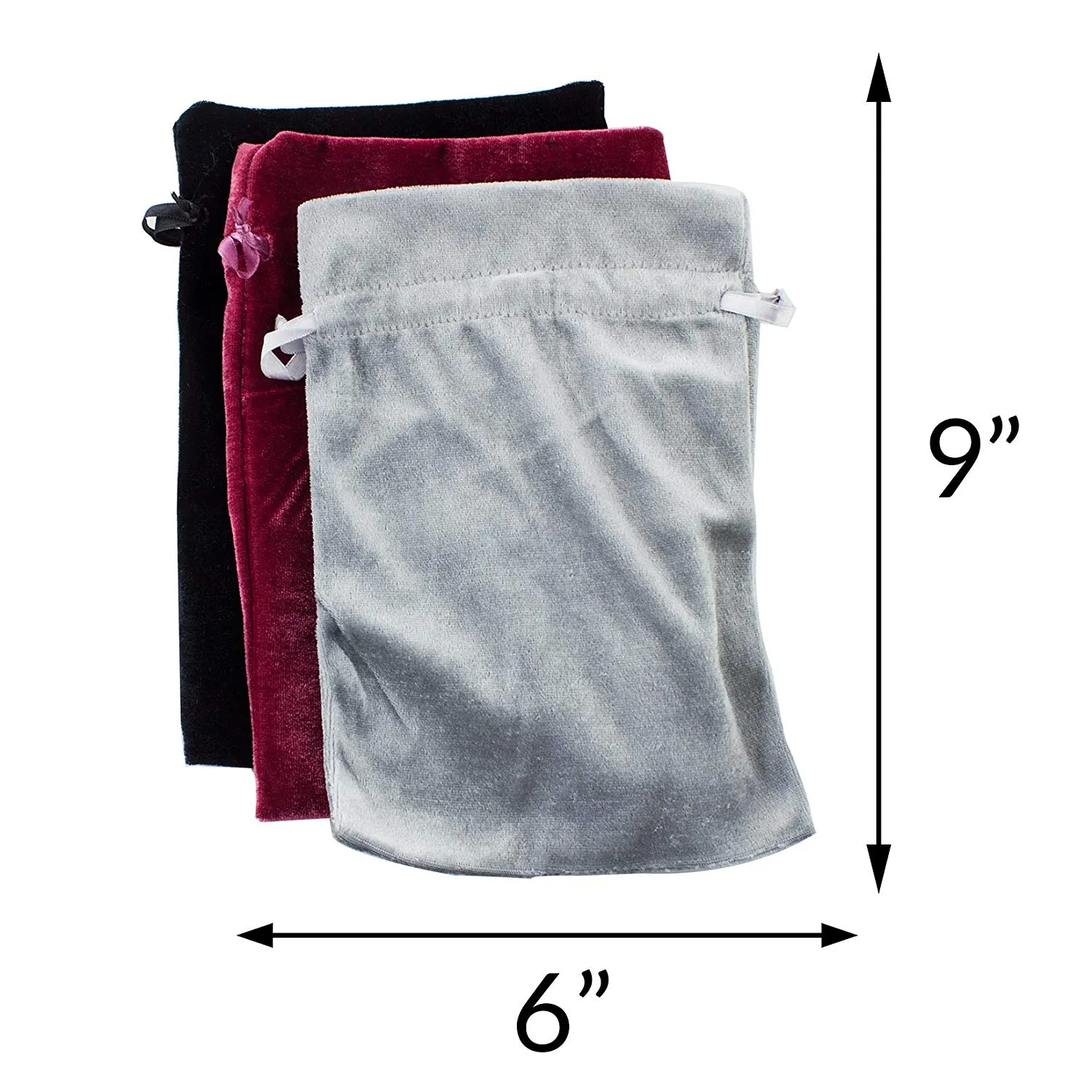 Stylish Velvet On-The-Go Makeup and Jewelry Bag - 3 Pack of Assorted Colors (Black, Rose, Silver)