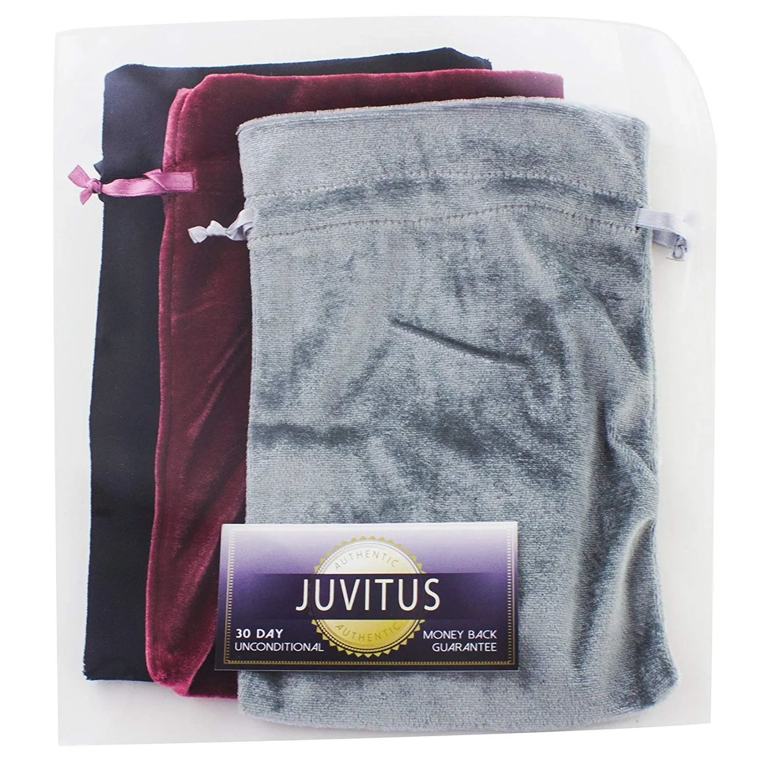 Stylish Velvet On-The-Go Makeup and Jewelry Bag - 3 Pack of Assorted Colors (Black, Rose, Silver)